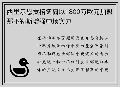 西里尔恩贡格冬窗以1800万欧元加盟那不勒斯增强中场实力